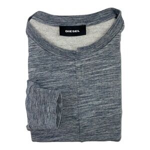 Diesel Mens Heathered Gray Cotton Blend Crewneck Pullover Sweater L